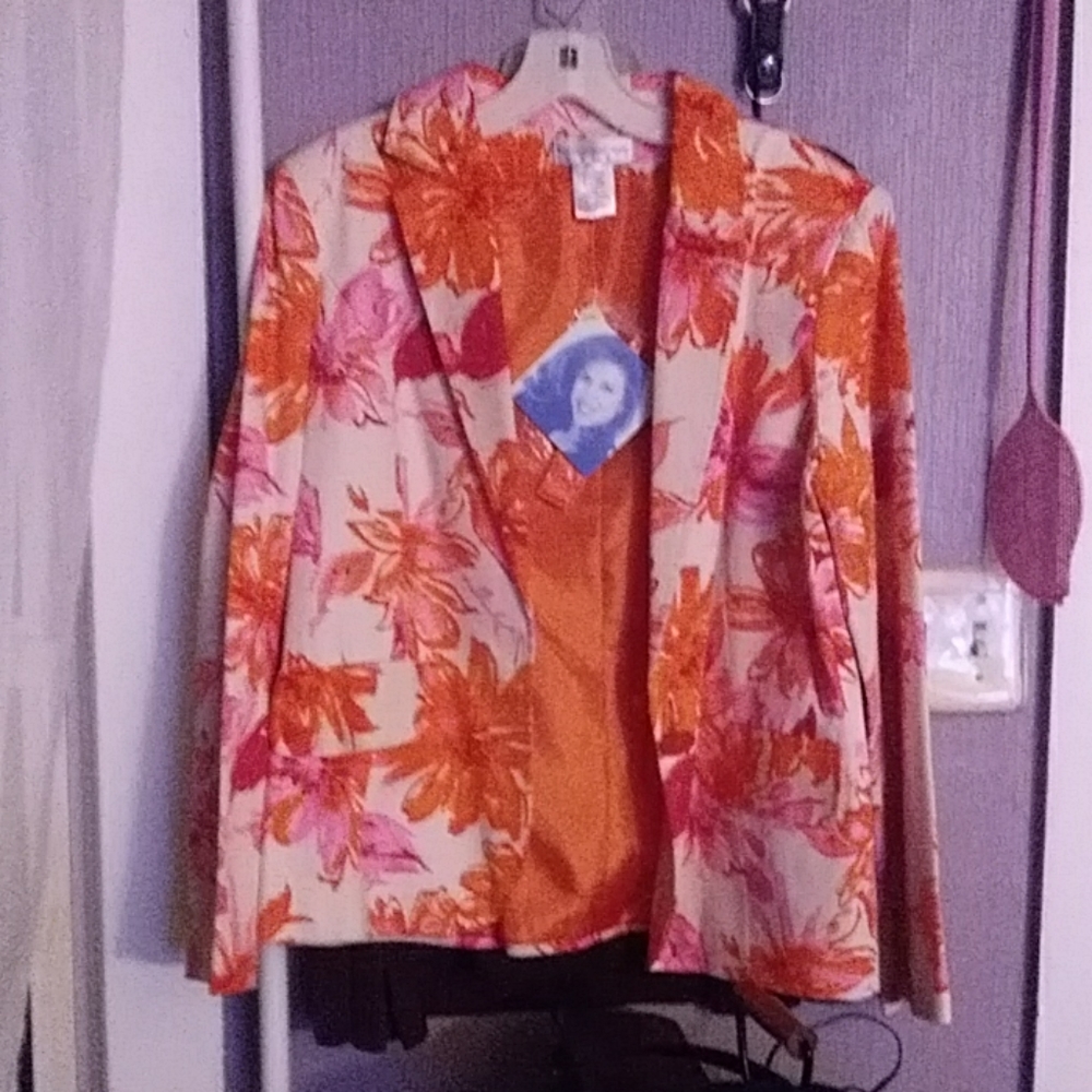 Susan Graver Style Blazer Tropical Floral Jacket S